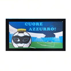 Sicignano | Zerbino Prisma Fantasia Napoli 40x70 Rettangolare, Tappeto Gomma con Stampa Digitale, Eco-Friendly, Antiscivolo, Facile da Pulire, Interni Esterni, Made in Italy (Cuore Azzurro)