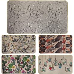 Zerbino Lino 45x75 Fantasia Decorativo Antiscivolo, Retro Gomma Naturale Fronte Lino Artificiale, Interni Cucina Camere Soggiorno, Colori Assortiti