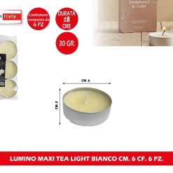 LUMINO MAXI TEA LIGHT BIANCO CF. 6 PZ.