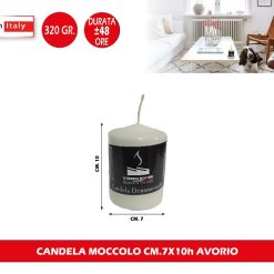 Sicignano | Set 6 Candele Moccolo Colorate Ø7x10h Cilindriche a Colonna per Decorazione, Cera Colore Avorio, Durata 48 ore, Inodore, Made in Italy - Candele dell'Avvento