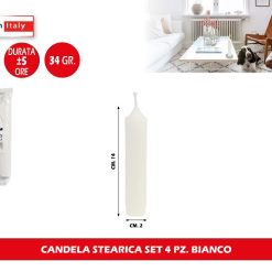 CANDELA STEARICA SET 4 PZ. BIANCO