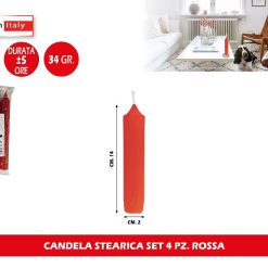 CANDELA STEARICA SET 4 PZ. ROSSA