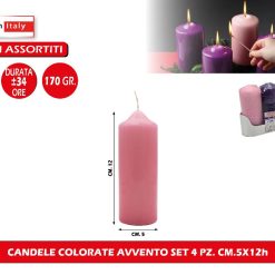 CANDELE COLORATE AVVENTO SET 4 PZ. CM.5X12h