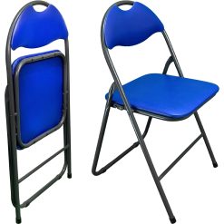 Sicignano | Set 2 Sedie Pieghevoli Relax Salvaspazio, Seduta e Schienale Imbottiti, Colore Blu, Struttura in Metallo, cm.44x46x79h, Casa Ufficio Soggiorno Giardino Party Scuole Campeggio