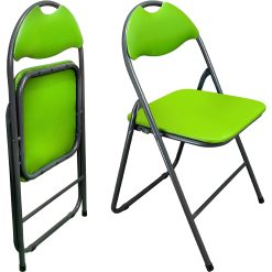 Sicignano | Set 2 Sedie Pieghevoli Relax Salvaspazio, Seduta e Schienale Imbottiti, Colore Lime, Struttura in Metallo, cm.44x46x79h, Casa Ufficio Soggiorno Giardino Party Scuole Campeggio