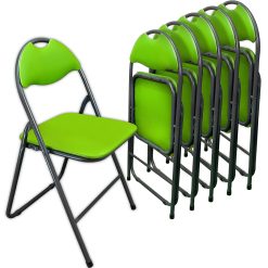 Sicignano | Set 6 Sedie Pieghevoli Relax Salvaspazio, Seduta e Schienale Imbottiti, Colore Lime, Struttura in Metallo, cm.44x46x79h, Casa Ufficio Soggiorno Giardino Party Scuole Campeggio
