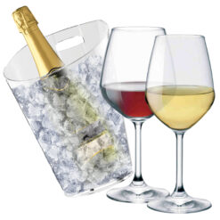 Sicignano | Set Calici Vino Rosso CL.53 + Vino Bianco CL.43,5 Divino in Vetro per 6 Persone, Trasparenti, Adatto in Lavastoviglie – Omaggio Secchiello Champagne Marea 1 Bottiglia, Made in Italy