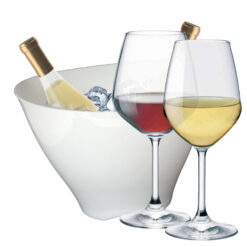 Sicignano | Set Calici Vino Rosso CL.53 + Vino Bianco CL.43,5 Divino in Vetro per 6 Persone, Trasparenti, Adatto in Lavastoviglie – Omaggio Secchiello Champagne Bianco 2 Bottiglie, Made in Italy