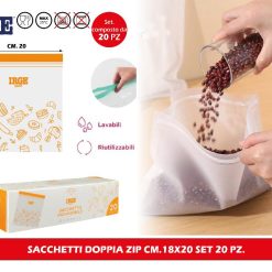 SACCHETTI DOPPIA ZIP CM.18X20 SET 20 PZ.