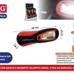 TORCIA CON GANCIO E MAGNETE CALAMITO LARGE ( 3 PILE AA DURACELL INCLUSE)