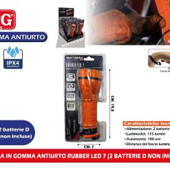 TORCIA IN GOMMA ANTIURTO RUBBER LED 7 (2 BATTERIE D NON INCLUSE)