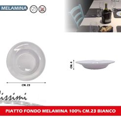 PIATTO FONDO MELAMINA 100% CM.23 BIANCO