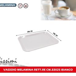 VASSOIO MELAMINA RETT.RE CM.33X25 BIANCO