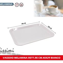 VASSOIO MELAMINA RETT.RE CM.40X29 BIANCO