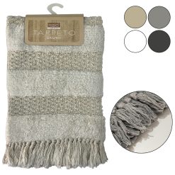 Tappeto Bagno in Cotone con Frange, 50x80 cm, Morbido e Assorbente, Elegante e Facile da Pulire, Colori Assortiti - Resistente e di Alta Qualità