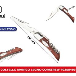 COLTELLO MANICO LEGNO CORKSCREW