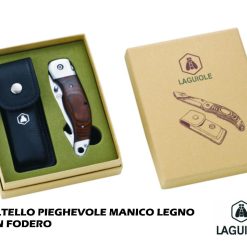 COLTELLO PIEGHEVOLE MANICO LEGNO CON FODERO