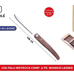 COLTELLI BISTECCA CONF. 6 PZ. MANICO LEGNO