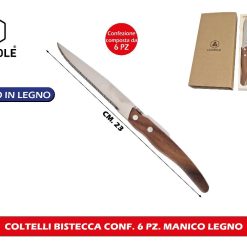 COLTELLI BISTECCA CONF. 6 PZ. MANICO LEGNO
