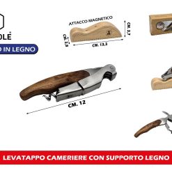 LEVATAPPO CAMERIERE CON SUPPORTO LEGNO