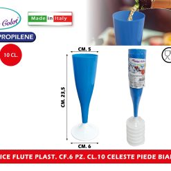 Calice Flute Plast. Cf.6 Pz. Cl.10 Celeste Piede Bianco