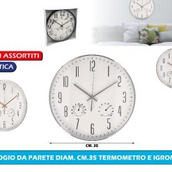 OROLOGIO DA PARETE DIAM. CM.35 TERMOMETRO E IGROMETRO