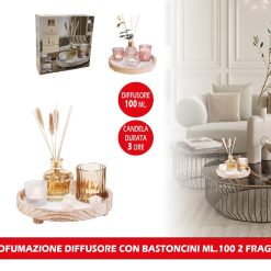 KIT PROFUMAZIONE DIFFUSORE CON BASTONCINI ML.100 2 FRAGRANZE