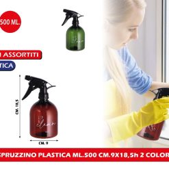 SPRUZZINO PLASTICA ML.500 CM.9X18,5h 2 COLORI