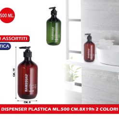 DISPENSER PLASTICA ML.500 CM.8X19h 2 COLORI