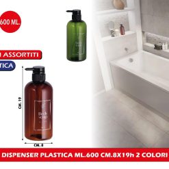 DISPENSER PLASTICA ML.600 CM.8X19h 2 COLORI