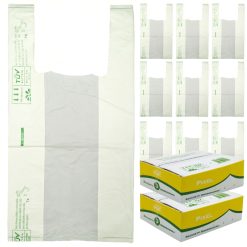 Sicignano | Buste Spesa Shopper Biodegradabili, Compostabili, Riutilizzabili, con Manici, 2 Confezioni da 3 kg – Sacchetti in Plastica per Alimenti, Normativa UNI EN 13432:2002, 24x14x30h cm