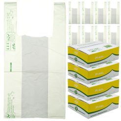 Sicignano | Buste Spesa Shopper Biodegradabili, Compostabili, Riutilizzabili, con Manici, 4 Confezioni da 3 kg – Sacchetti in Plastica per Alimenti, Normativa UNI EN 13432:2002, 24x14x30h cm