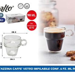 TAZZINA CAFFE' VETRO IMPILABILE CONF. 6 PZ. ML.90