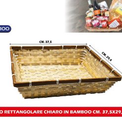 CESTO RETTANGOLARE CHIARO IN BAMBOO CM. 37,5X29,4X9h