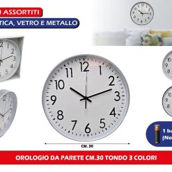 OROLOGIO DA PARETE CM.30 TONDO 3 COLORI
