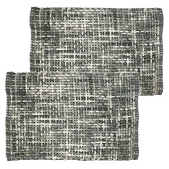 Sicignano | Set 2 Tappeti per Bagno con Intreccio 50x80cm - 60% Cotone, 40% Poliestere - Assorbente e Morbido - Design Elegante Intrecciato - Colore Grigio - Lavaggio a Mano