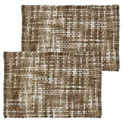 Sicignano | Set 2 Tappeti per Bagno con Intreccio 50x80cm - 60% Cotone, 40% Poliestere - Assorbente e Morbido - Design Elegante Intrecciato - Colore Marrone - Lavaggio a Mano