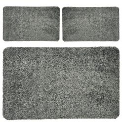 Sicignano | Set 3 Tappeti Multiuso Assorbente Magò, 40x60 cm, Grigio - Ideale per Bagno Cucina Ingresso - Stop ai Pavimenti Bagnati e Sporco - Base Antiscivolo in PVC, 70% Cotone 30% Poliestere