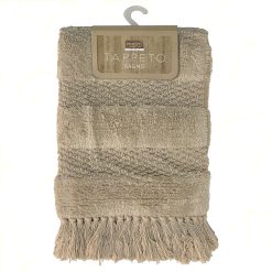 Sicignano | Tappeto da Bagno in Cotone con Frange, 50x80 cm, Morbido e Assorbente, Elegante e Facile da Pulire, Colore Beige - Resistente e di Alta Qualità