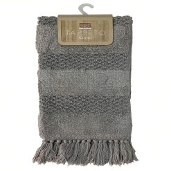 Sicignano | Tappeto da Bagno in Cotone con Frange, 50x80 cm, Morbido e Assorbente, Elegante e Facile da Pulire, Colore Grigio Chiaro - Resistente e di Alta Qualità