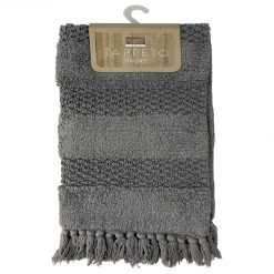 Sicignano | Tappeto da Bagno in Cotone con Frange, 50x80 cm, Morbido e Assorbente, Elegante e Facile da Pulire, Colore Grigio Scuro - Resistente e di Alta Qualità