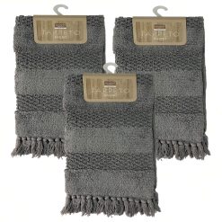 SET 3 TAPPETO BAGNO COTONE CM.50X80 GRIGIO SCURO (Copy)