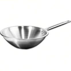 Sicignano | Padella Wok Ø30 cm, Acciaio Inox 18/10 con Triplo Fondo, per Gas Elettrico Induzione Vetroceramica, Linea Master – Made in Italy – per Ristorazione e Uso Domestico