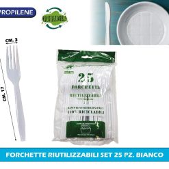 FORCHETTE RIUTILIZZABILI SET 25 PZ. BIANCO