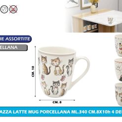 TAZZA LATTE MUG PORCELLANA ML.340 CM.8X10h 4 DEC.
