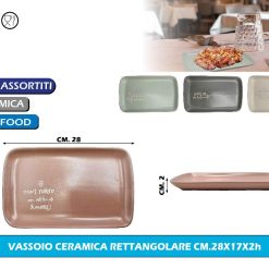 VASSOIO CERAMICA RETTANGOLARE CM.28X17X2h