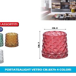 PORTATEALIGHT VETRO CM.8X7h 4 COLORI