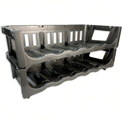 Sicignano | Set 2 Cantinette Vino Porta Bottiglie in Plastica Impilabile, 12 Posti, Colore Grafite, Salvaspazio, Collegabile Lateralmente, Made in Italy – Portavini, Bottigliere – 60x27x15h cm