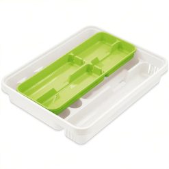 Sicignano | Portaposate per Cassetti - Modelli Piccolo, Grande, Mixy con Inserto e Bella Plus - Vaschette Multiscomparto in Diversi Colori (Bianco/Lime, Con inserto)