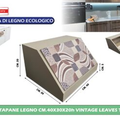 Portapane Legno Cm.40X30X20H Vintage Leaves Tiles